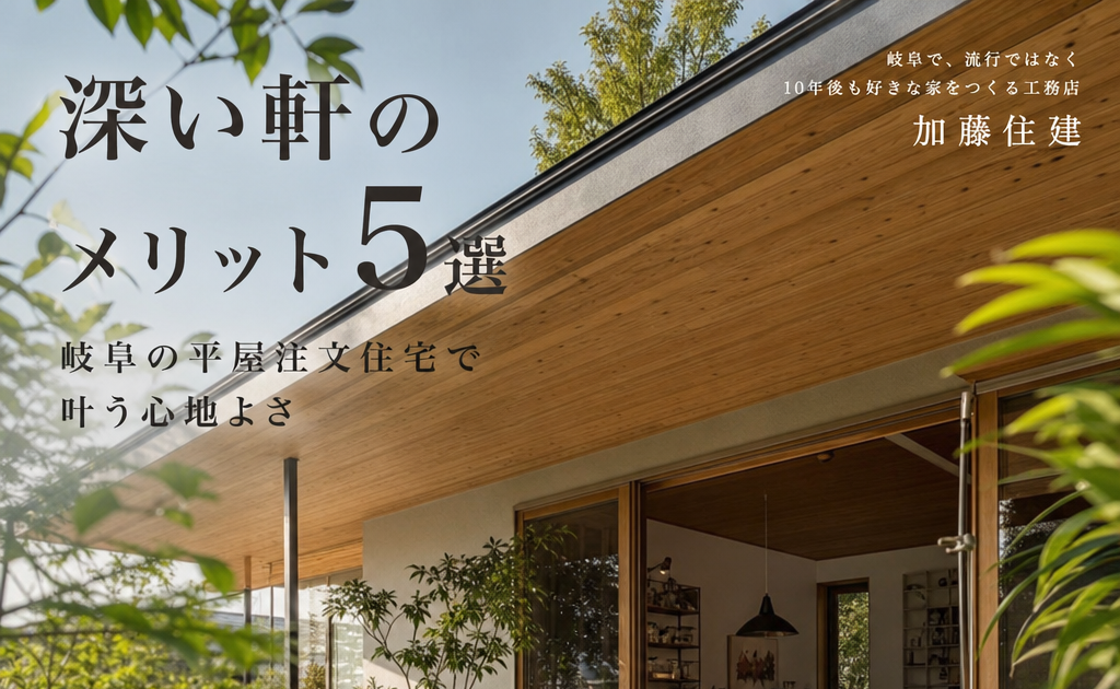 深い軒 メリット illustration for 深い軒のメリット5選 岐阜の平屋注文住宅で叶う心地よさ