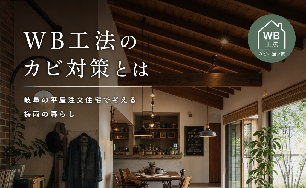 岐阜のWB工法の平屋住宅、木の素材を生かした室内でカビ対策し梅雨も快適に暮らす住宅スタ