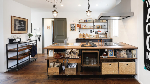 岐阜 注文住宅 自然素材 ブルックリンスタイルキッチン 加藤住建施工事例