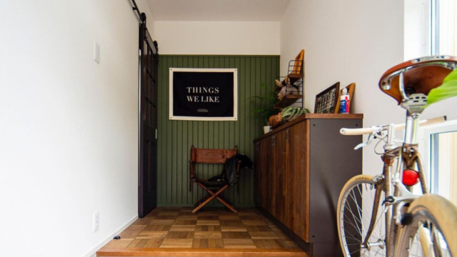 岐阜 平屋住宅 自然素材 ブリティッシュスタイル玄関 加藤住建施工事例